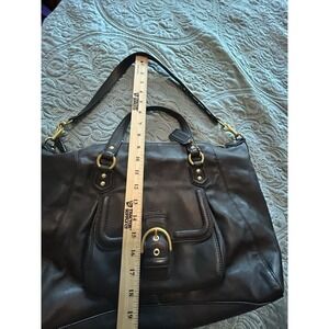 Coach Campbell Buckle Hobo Black Leather Shoulder Bag  Brass Hardware